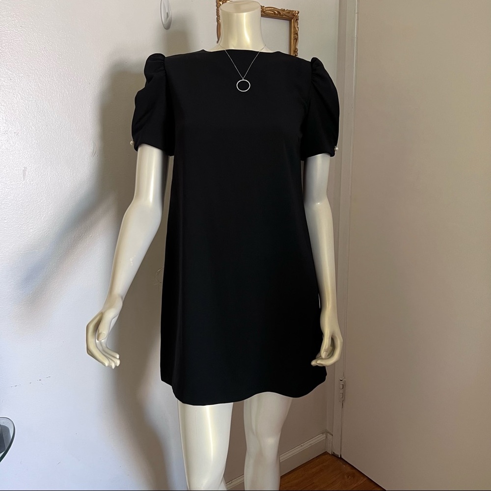 Zara Black Dress Pear Sleeve Detail Mini Dress Size Small LBD Little Black Dress - Picture 8 of 9